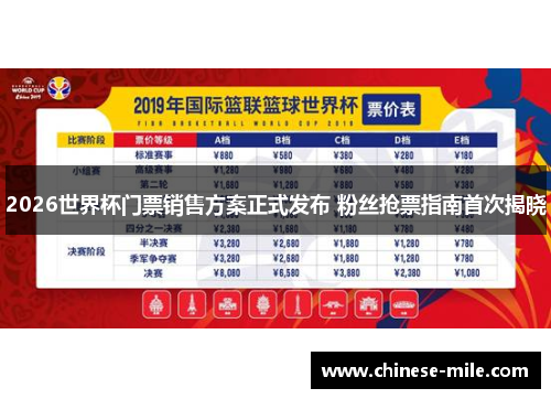 2026世界杯门票销售方案正式发布 粉丝抢票指南首次揭晓
